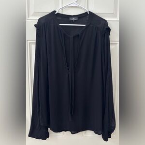 NWOT Ag Adriano Goldschmied Black Women's S Top Sheer Chiffon Bishop Sleeves